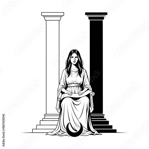 Mystical Priestess: Esoteric Tarot Arcana Illustration for Spiritual & Occult Designs