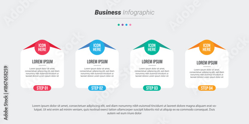 Stylish 4 steps business infographics template, Infographic 4 steps flowchart design, template, info graph template, Professional infographic template business, Infographic with innovative ideas,