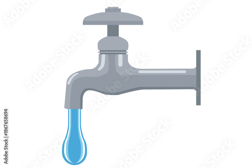 凍結した蛇口と氷のしずくのイラスト｜冬の寒さと水道トラブルのイメージ