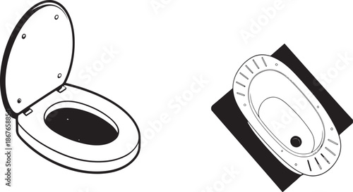 Modern toilet with open lid in clean and simple bathroom setting