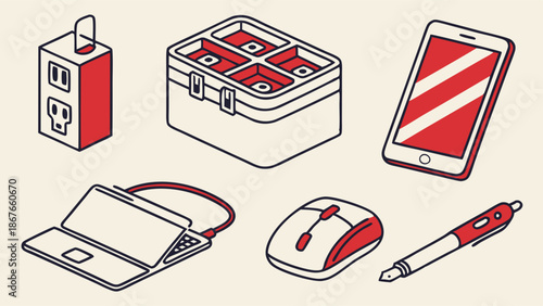 Isometric Gadgets for Remote Work and Digital Productivity Setup for Tech Professionals and Freelancers