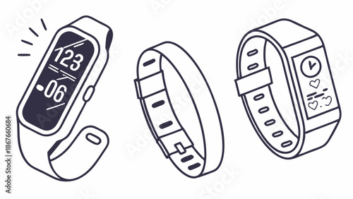 Fitness Tracker Gadgets Wearable Technology Icons for Health App Design and Wellness Website UI Mockup