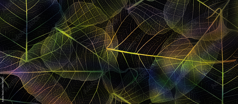 Naklejka premium leaf texture pattern, leaf background with veins and cells - macro photography
