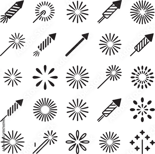 Fireworks Display Vector Icons Collection