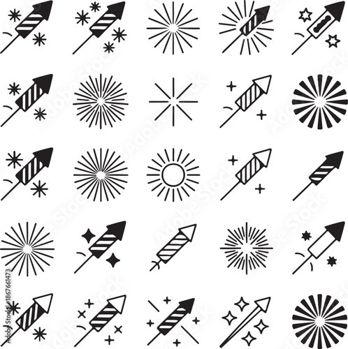 Fireworks Display Vector Icons Collection