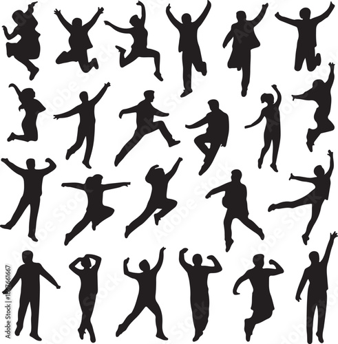 Jumping People Silhouettes in Various Poses