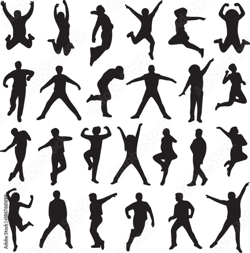 Collection of Dancing Silhouettes in Various Poses