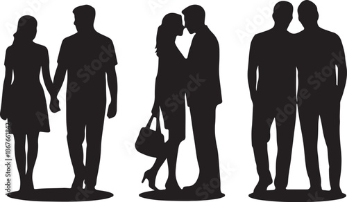 Silhouettes of Couples in Intimate Poses