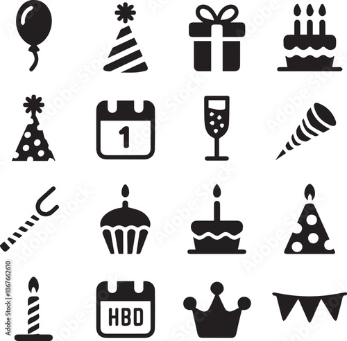 Celebration Icons Set for Birthday Party