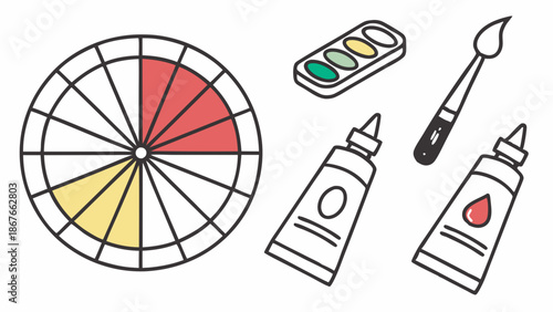 Color Wheel Painting Supplies Watercolor Brush Tubes for Art Education Design Projects Creative Learning Mood