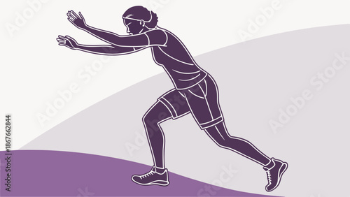 Female Athlete Pushing Uphill in Dynamic Sprint Start for Fitness Training and Sports Performance Illustration
