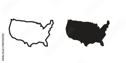 America map icons for web and mobile UI design. Glyph vector with editable stroke