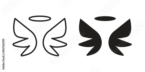 Angel icons for web and mobile UI design. Glyph vector with editable stroke