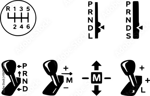 vector gear shift icons
