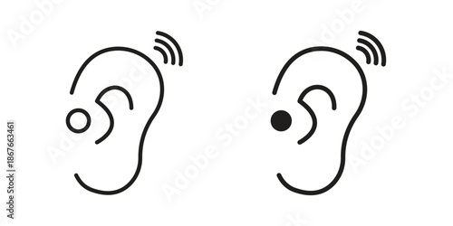 Assistive listening systems icons for web and mobile UI design. Glyph vector with editable stroke
