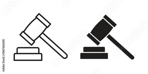 Auction icons for web and mobile UI design. Glyph vector with editable stroke