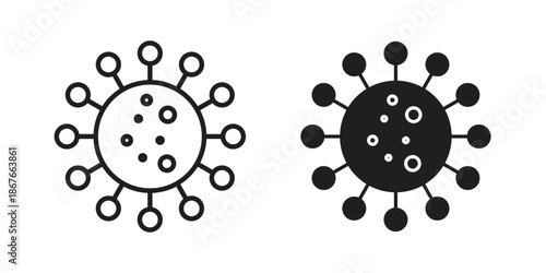 Bacteria icons for web and mobile UI design. Glyph vector with editable stroke