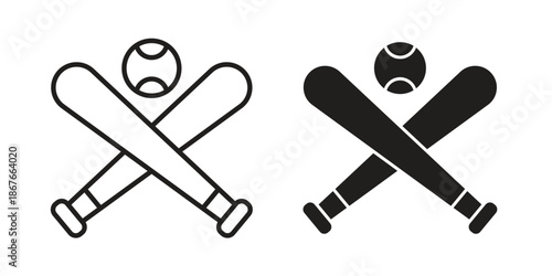 Baseball icons for web and mobile UI design. Glyph vector with editable stroke