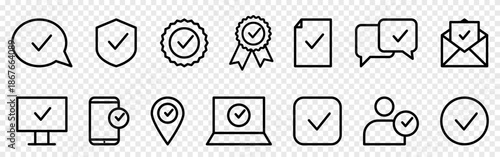 Checkmark bold line icon set