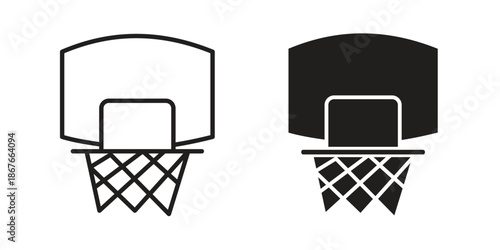 Basketball hoop icons for web and mobile UI design. Glyph vector with editable stroke