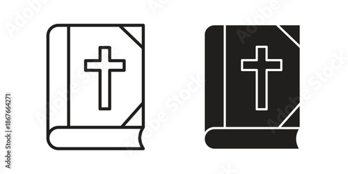 Bible icons for web and mobile UI design. Glyph vector with editable stroke