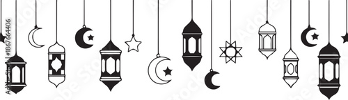 Ramadan Islamic Hanging Lanterns Vector Background for Logo and Branding Use