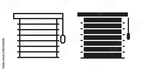 Blinds icons for web and mobile UI design. Glyph vector with editable stroke