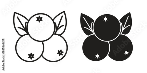 Blueberries icons for web and mobile UI design. Glyph vector with editable stroke