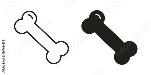 Bone icons for web and mobile UI design. Glyph vector with editable stroke