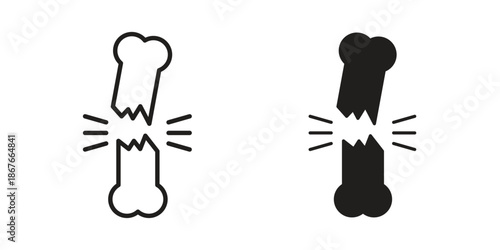 Bone break icons for web and mobile UI design. Glyph vector with editable stroke