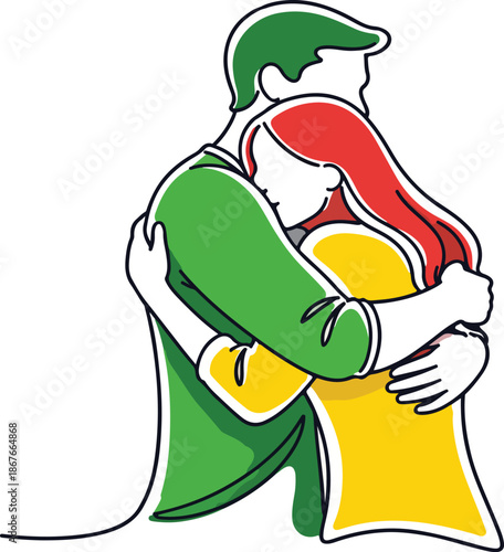 man and woman hugging each other tightly