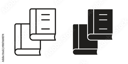 Book copy icons for web and mobile UI design. Glyph vector with editable stroke