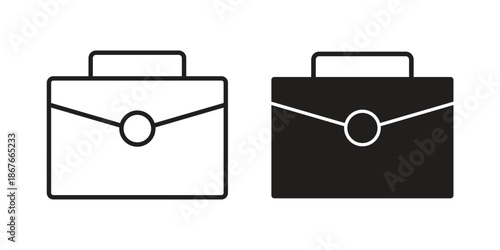 Briefcase icons for web and mobile UI design. Glyph vector with editable stroke
