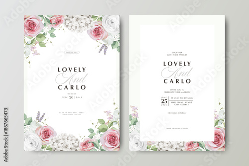 wreath floral wedding invitation card template

