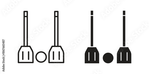 Broom-ball icons for web and mobile UI design. Glyph vector with editable stroke