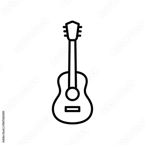 Acoustic guitar icon, simple line drawing, musical instrument symbol, vector illustration