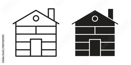 Cabin icons for web and mobile UI design. Glyph vector with editable stroke