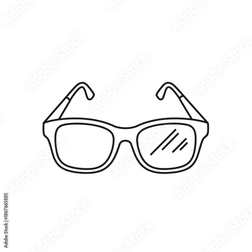 Hand-drawn eyeglasses icon, simple line art illustration of spectacles