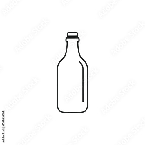 Minimalist Outline Icon of a Glass Bottle on White Background