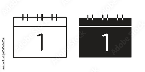 Calendar day icons for web and mobile UI design. Glyph vector with editable stroke
