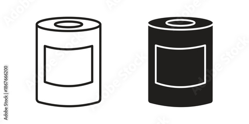 Can food icons for web and mobile UI design. Glyph vector with editable stroke