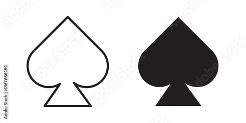 Card-spade icons for web and mobile UI design. Glyph vector with editable stroke