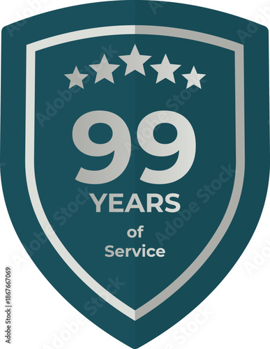 Ninety Nine Years of Service Shield Badge Icon