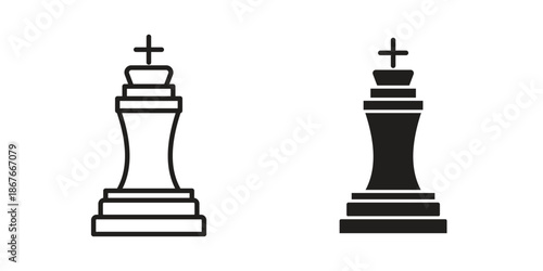 Chess king icons for web and mobile UI design. Glyph vector with editable stroke