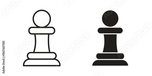Chess pawn icons for web and mobile UI design. Glyph vector with editable stroke