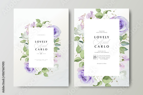 floral frame with roses flower wedding invitation card

