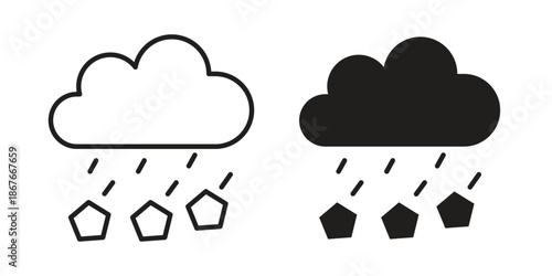 Cloud hail icons for web and mobile UI design. Glyph vector with editable stroke