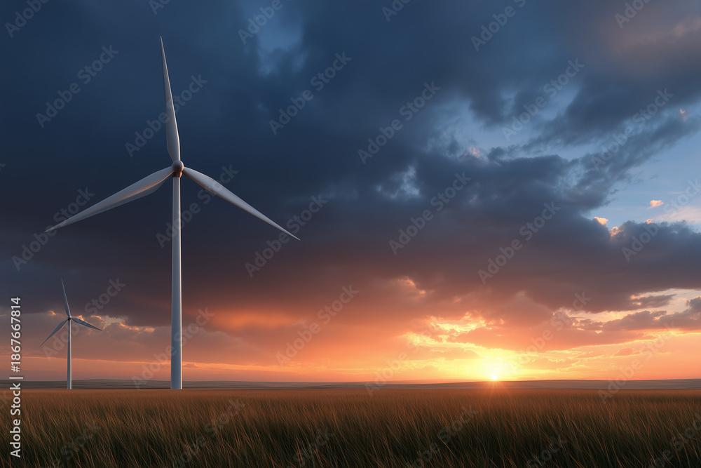 Obraz premium Wind Turbine in Energy Infrastructure Scene