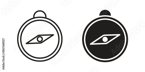 Compass icons for web and mobile UI design. Glyph vector with editable stroke