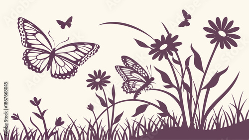 Elegant Butterfly Silhouette Art for Spring Garden Invitations Nature Websites Peaceful Summer Decor or Nursery Wall Decals
